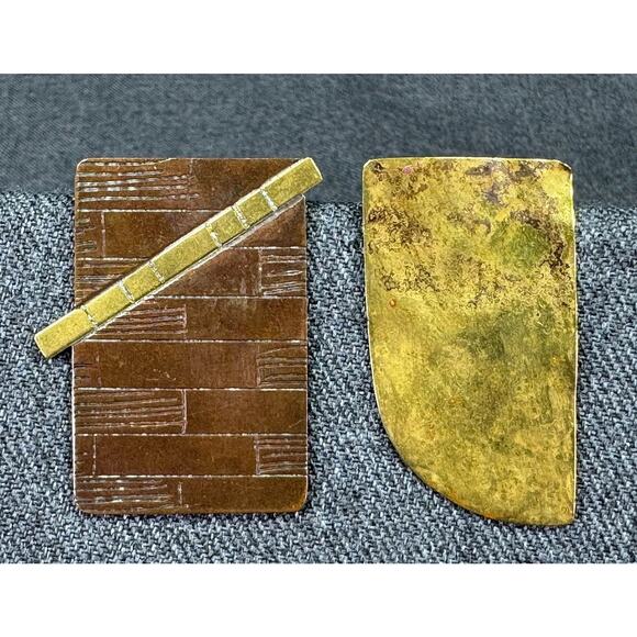 Vintage Artisan Mixed Metal Mis Matched Stud Earrings - Picture 1 of 6